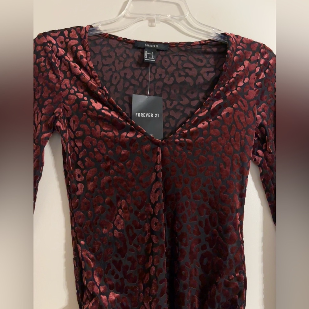 Burgundy, red velvet, cheetah sheer bodysuit
